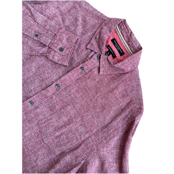 NWT Banana Republic 100% Linen Camden Fit Shirt Medium M Men's Red Button‎ Down - Picture 1 of 7